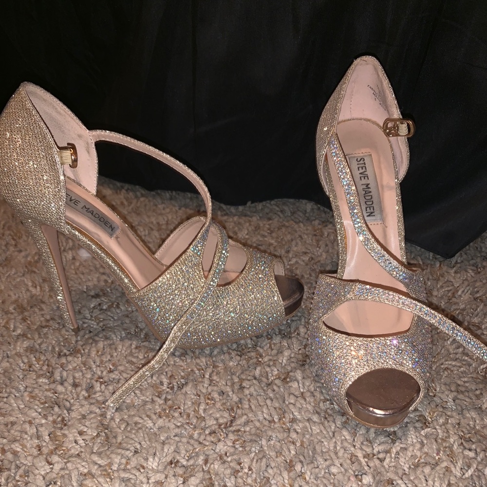 steve madden sparkly open toed heels